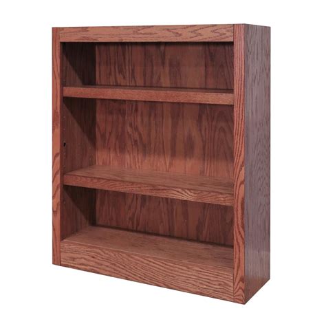 Concepts In Wood 36 In Dry Oak Wood 3 Shelf Standard Bookcase With