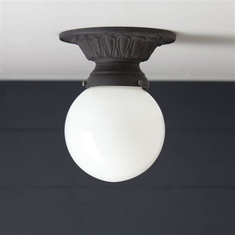 Farmhouse Milk Glass Globe Iron Ceiling Light Two Kings And Co
