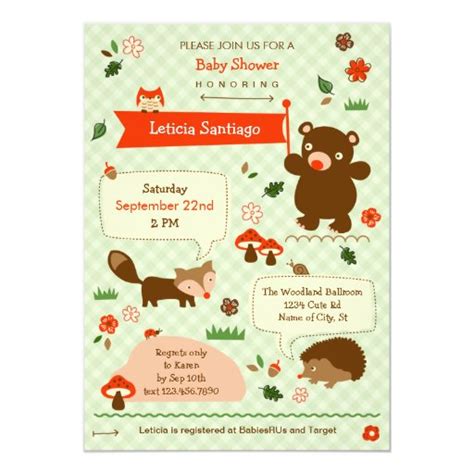 Woodland Animals Baby Shower Invitation Zazzle