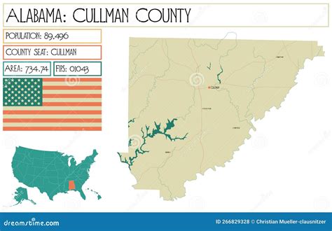 Map Of Cullman County In Alabama Usa Stock Vector Illustration Of