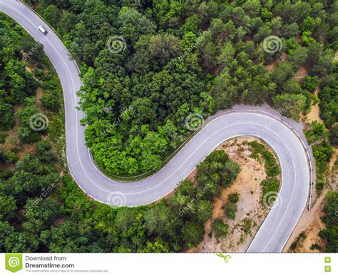 Winding Road In Forest Aerial Drone View Road Trip Concept Stock 500