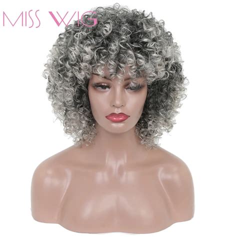 Buy Miss Wig Long Curly Wigs For Women Grey Mix Black