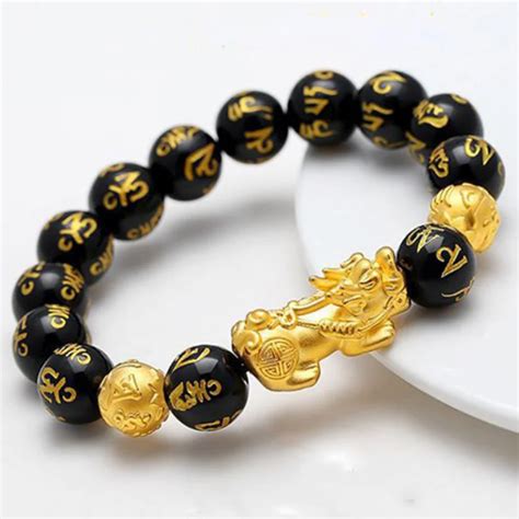 Quality Natural Real Black Obsidian Bracelet Buddha Feng Shui Pixiu
