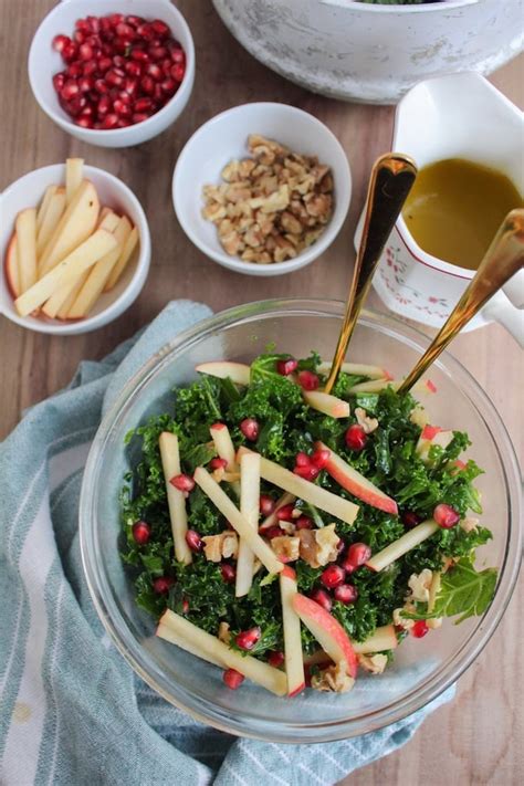 Kale Pomegranate Salad With Honey Mustard Dressing A Saucy Kitchen