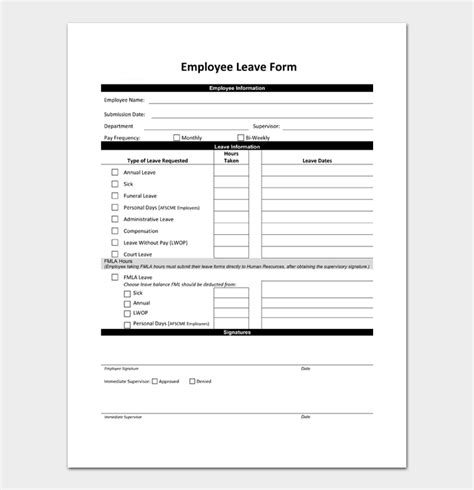 Employee Leave Request Form Templates Fillable Printa