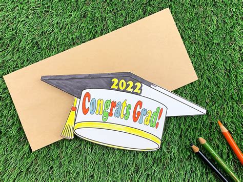 2022 Graduation Cap Coloring Card Printable Graduation Card Etsy In