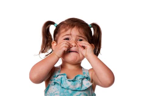 Sad Crying Little Toddler Girl Stock Image Image Of Dress White
