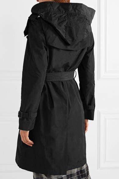 Burberry The Amberford Hooded Shell Trench Coat Black Hooded
