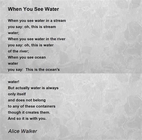 When You See Water Poem By Alice Walker Poem Hunter Comments