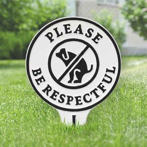 Please Be Respectful No Poop Dog Cast Aluminum Yard Sign
