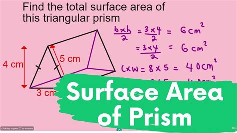 Surface Area Of Triangular Prism Youtube