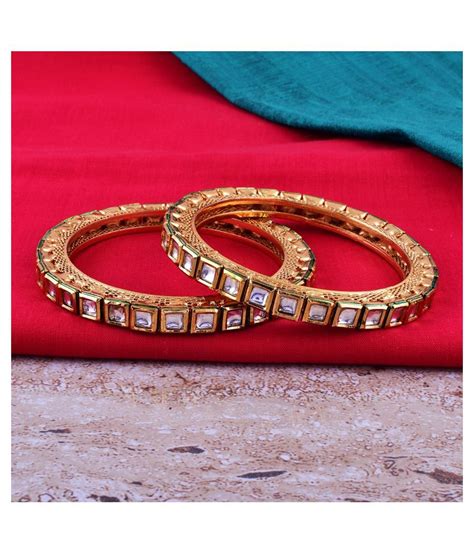 Yellow Gold Plated Kundan Polki Traditional Style Bangle Bracelet Buy Yellow Gold Plated Kundan