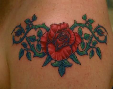 Red Rose Tattoo On Shoulder