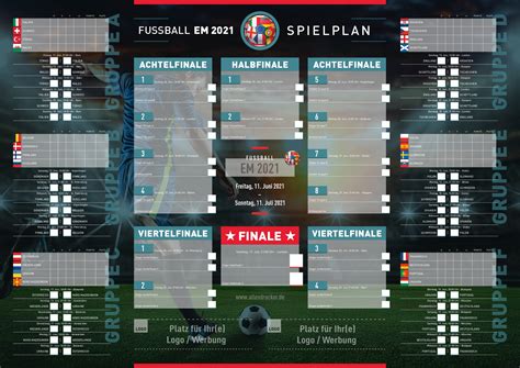 Der neue spielplan zur endrunde der fußball europameisterschaft 2020/2021 nach der verlegung auf der jahr 2021 steht fest. Fussball EM 2021 Spielplan & mit Ihrer Werbung & 3 Layouts