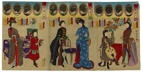 Men's hair was often worn long on the frontier. Chikanobu - A Comparison of Beautiful Women in Western ...