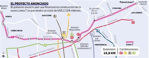 聖地牙哥地鐵7號線 (zh) linea 7 metro de santiago mapa.png 1,324 × 456; Preocupación en vecinos de Santiago y Recoleta por trazado ...