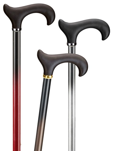 Light Metal Walking Stick With Gradient And Derby Grip In Black