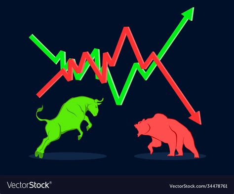 Bull Vs Bear Symbol Stock Market Trend Royalty Free Vector