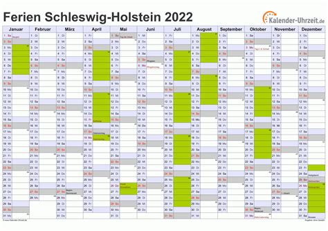 Ferien Schleswig Holstein 2022 Ferienkalender Zum Ausdrucken