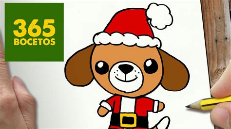 Como Dibujar Un Perro Para Navidad Paso A Paso Dibujos Kawaii
