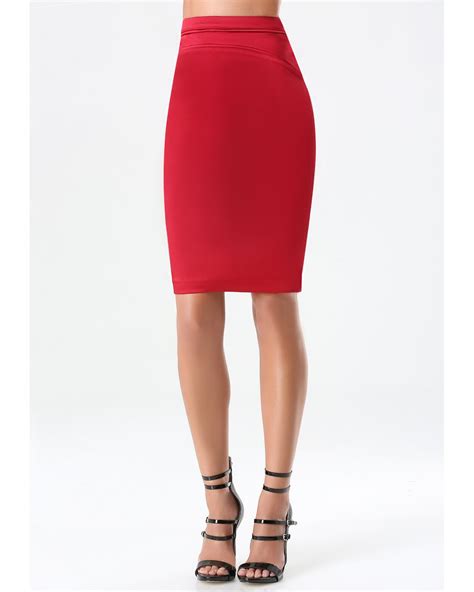 Bebe Tiana Detailed Pencil Skirt In Red Lyst