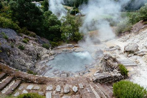 volcanic hotsprings of the lake furnas in sao miguel azores stock image image of geological