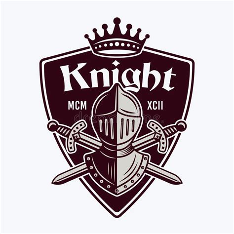 Knight Shield Vector Royal Vintage Style Emblem Stock Vector