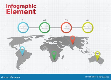Infographic Element World Map Infographics With 4 Different Option