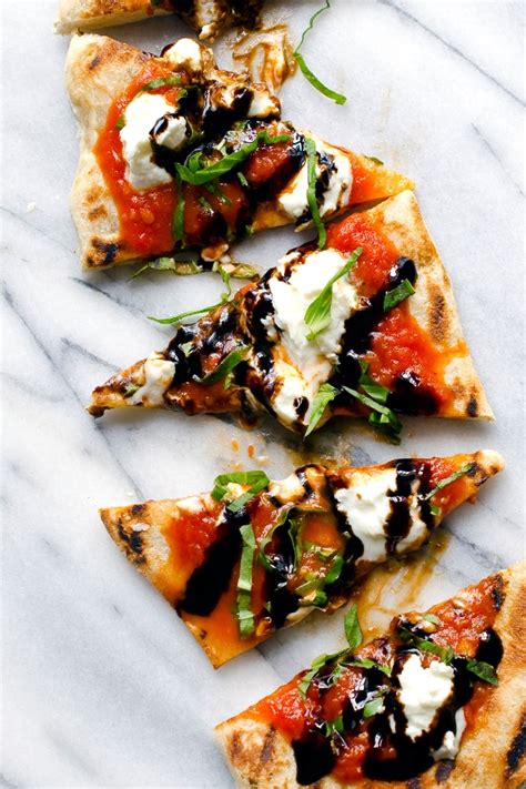 Grilled Flatbread With Pomodoro Goat Cheese Basil And Balsamic Delallo