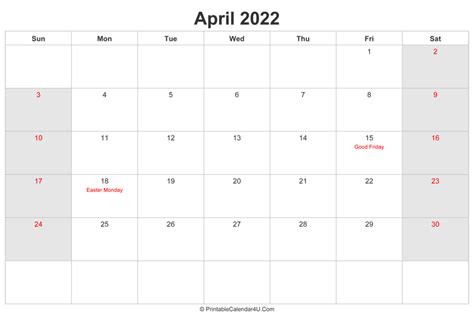 Printable 2022 Pdf Calendar Templates Calendarlabs Bank Holidays 2022