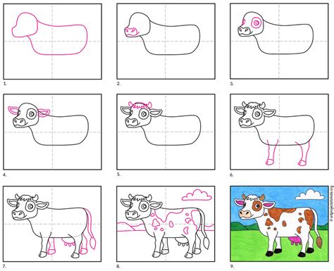 Animal How To Draw A Cow Sketch For Kindergarten Sketch Art Drawing