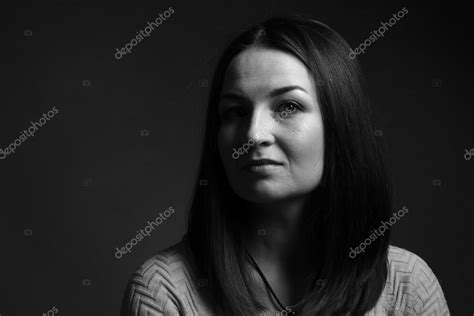 Beauty Black And White Woman Face Portrait Of Good Young Girl — Stock