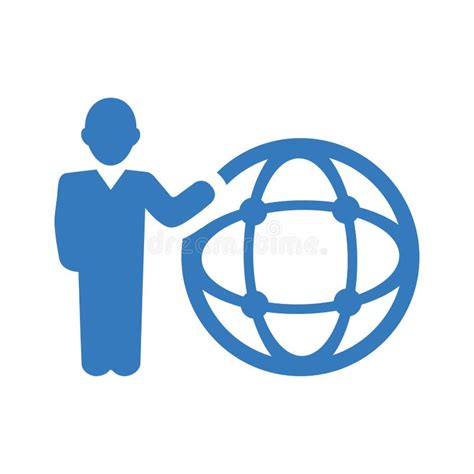 Business Communication Global Network Icon Blue Color Design Stock