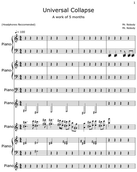 Universal Collapse Sheet Music For Piano