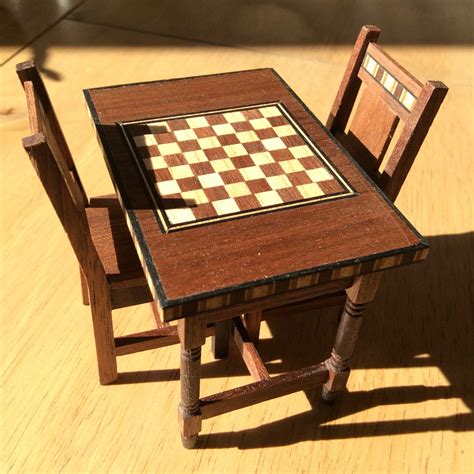 Chess Table And Matching Chairs Made From American Walnut By Bill Judge