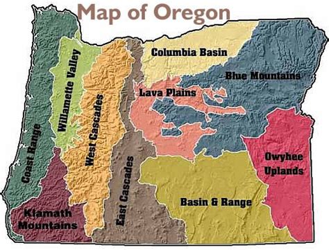 Map Of Oregon Mountains Ranges