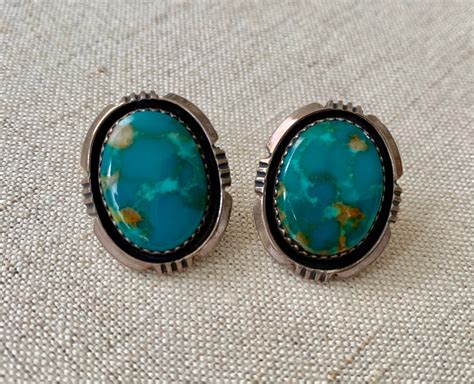Navajo Turquoise Earrings Sterling Silver Vintage Native American