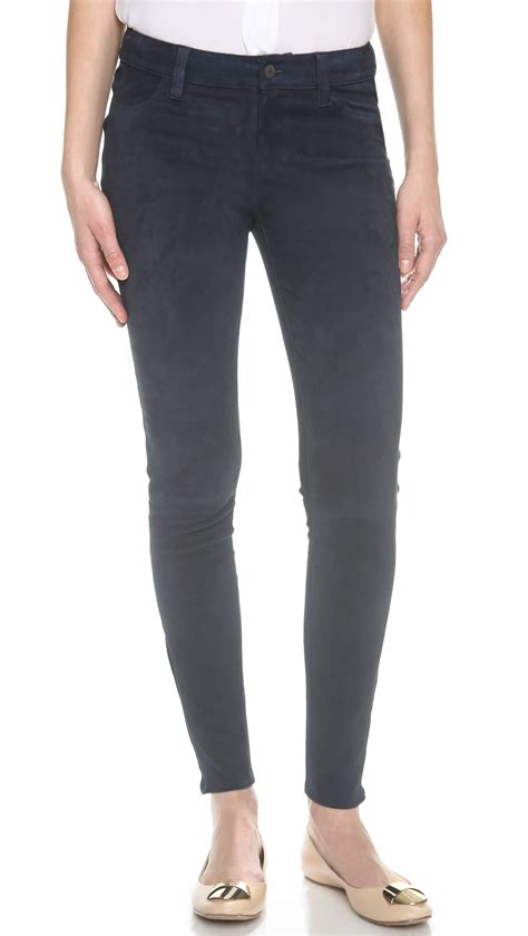 J Brand Mid Rise Suede Pants In Blue Lyst