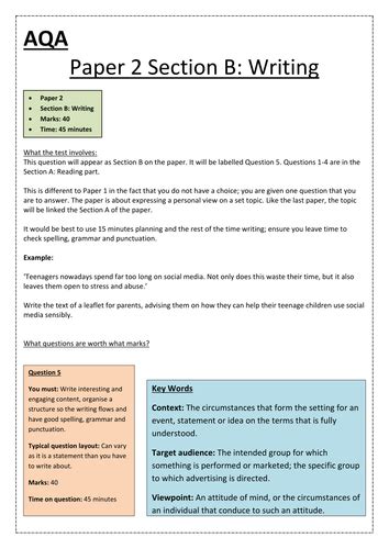 Paper 2 writers' viewpoints and perspectives mark scheme. Thriving Minds - Teaching Resources - TES