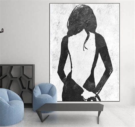 Original Painting On Canvas Nude Woman Silhouette Extra Large Abstract