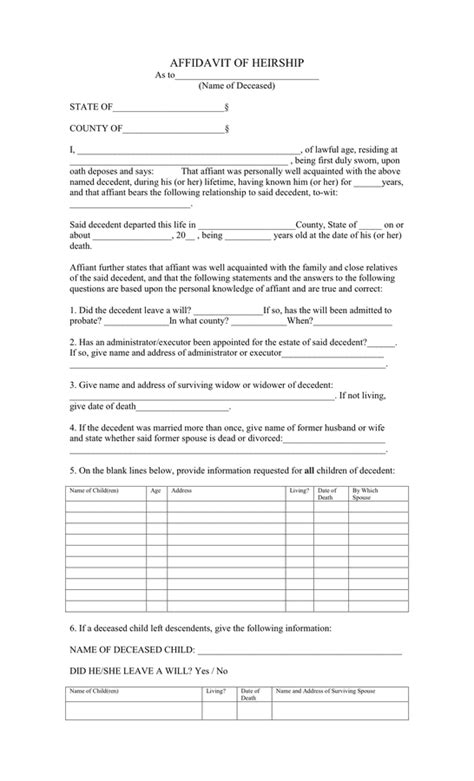 Affidavit Of Heirship In Word And Pdf Formats Gambaran