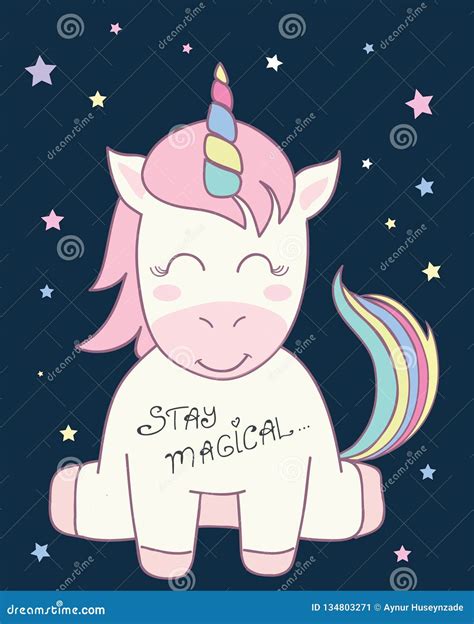 Cute Unicorn Vector Illustration For Children Design Stock Vector