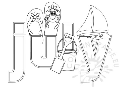 Summer Month July Coloring Sheet Coloring Page