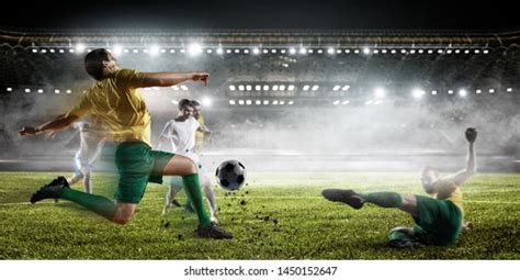 Soccer Players Action On Stadium Stock Photo 1450152647 Shutterstock