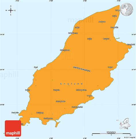 The isle of man (mannin) is a british crown dependency in europe at latitude 54°12′02.52″ north, longitude 4°34′05.16″ west. Political Simple Map of Isle of Man