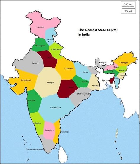 Indian Regions As Per Nearest State Capitals India World Map India