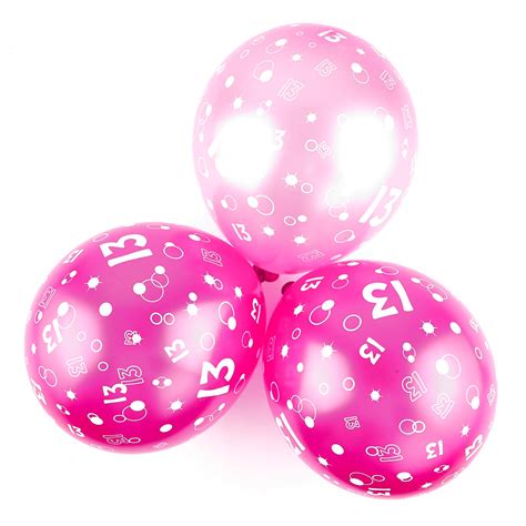 Buy Metallic Pink Circles 13th Birthday Helium Latex Balloons Pack Of