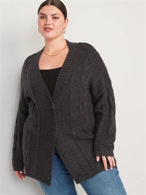 Oversized Chunky Cable Knit Cardigan Sweater For Women Old Navy