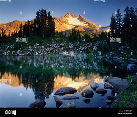 Mount Jefferson From Bays Lake In Jefferson Park Mount Jefferson