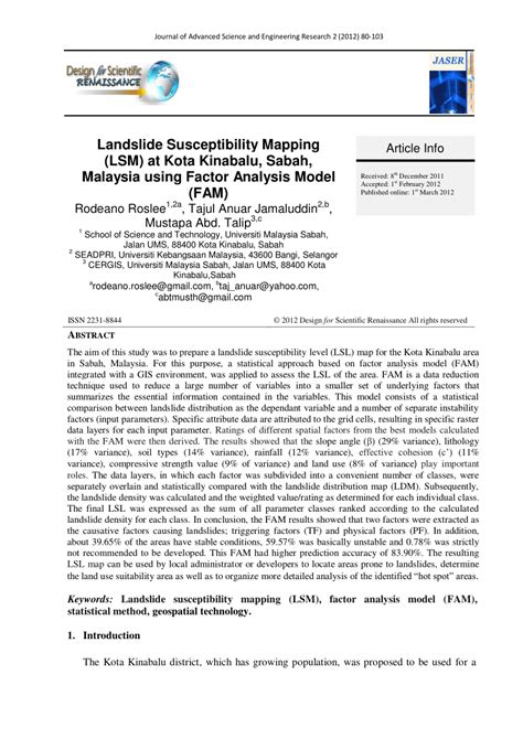Department of survey and mapping malaysia, or jabatan ukur dan pemetaan malaysia (jupem). (PDF) Landslide Susceptibility Mapping (LSM) at Kota ...